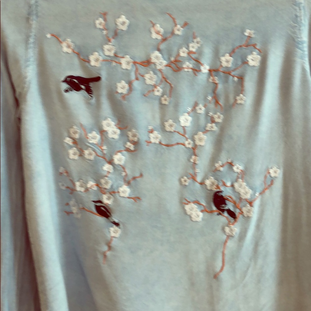 LAST CHANCE!!!  EUC embroidered jean shirt